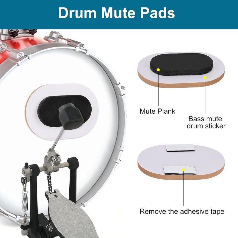 sumdepot Drum Mute Pads 11 Pieces With Cymbal Pad and Hi hats Set Pad, Foam Drum Silencer Pads, Fits 10”, 12”, 14”, 16" - Image 3